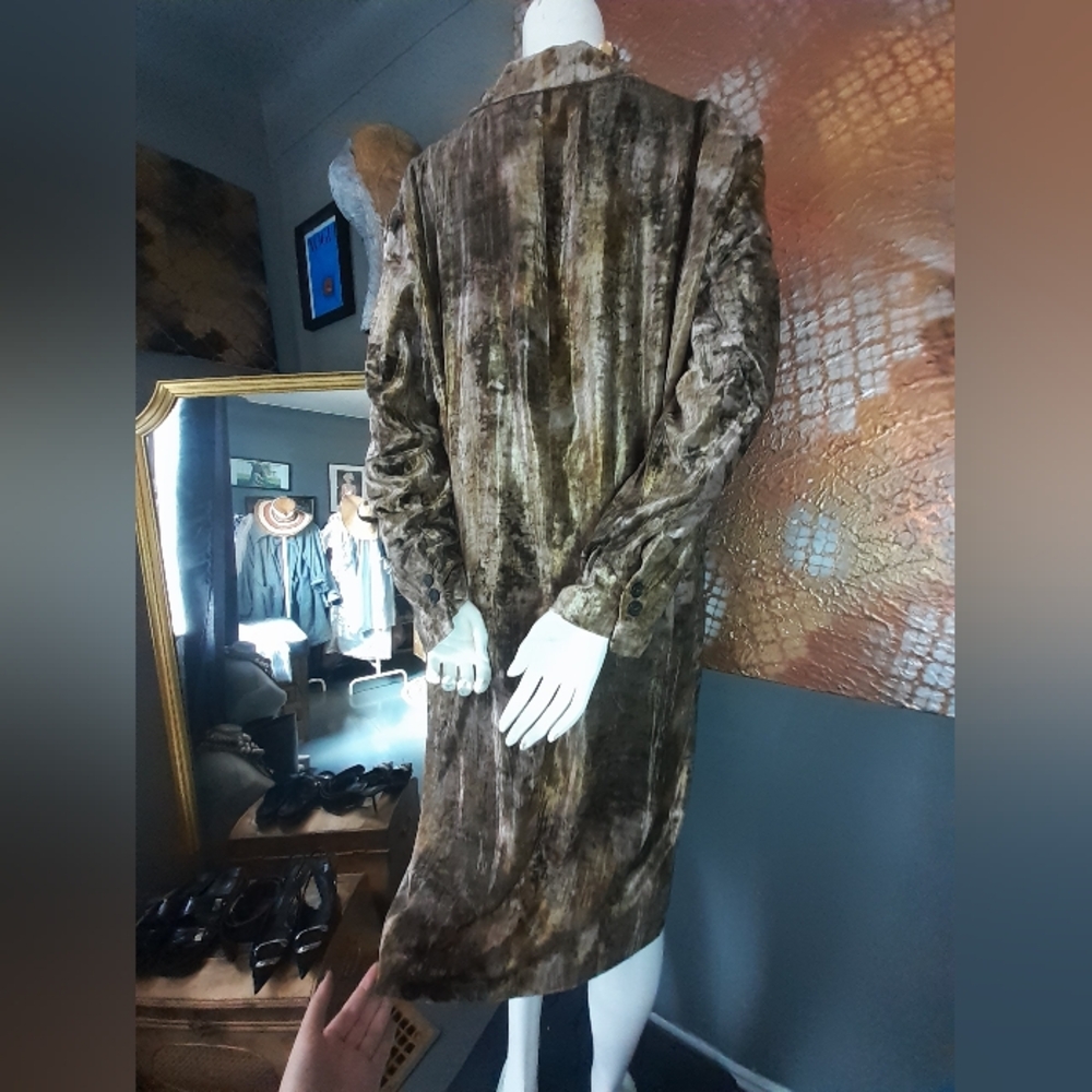 Zara Brown crushed Velvet Long Blazer L - Picture 4 of 8